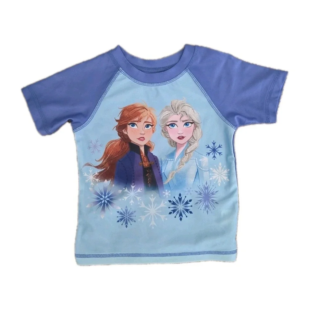 Frozen Swimsuit 3 Piece Set Girl's XS 4 5 Rash Guard Tankini Elsa Anna Disney